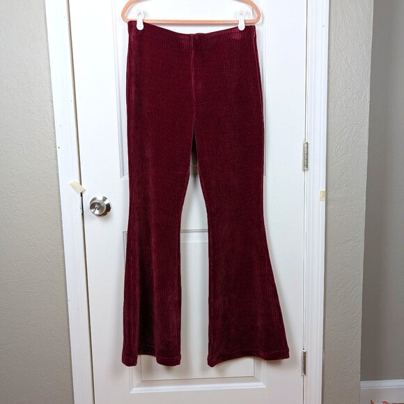 Anthropologie Burgundy Flare Pants - Picture 1 of 7